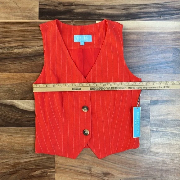 Draper James Red Striped Button-Up Vest size XS - Picture 5 of 8